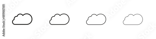 Cloud share icon set. A collection of simple black thin strokes icons