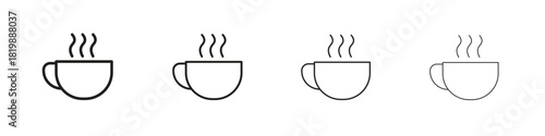 Coffee icon set. A collection of simple black thin strokes icons