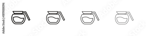 Coffee pot icon set. A collection of simple black thin strokes icons