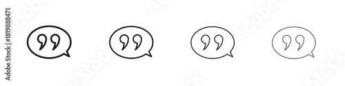 Comment quote icon set. A collection of simple black thin strokes icons
