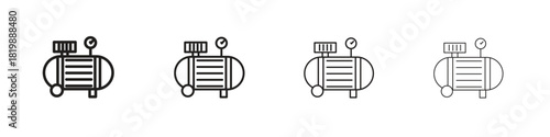Compressor icon set. A collection of simple black thin strokes icons