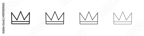 Crown icon set. A collection of simple black thin strokes icons
