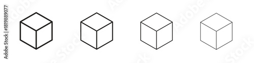 Cube icon set. A collection of simple black thin strokes icons