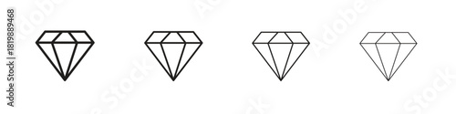Diamond icon set. A collection of simple black thin strokes icons