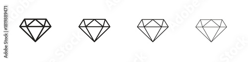 Diamond icon set. A collection of simple black thin strokes icons