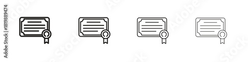 Diploma icon set. A collection of simple black thin strokes icons