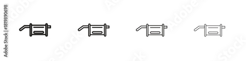 Exhaust pipe icon set. A collection of simple black thin strokes icons