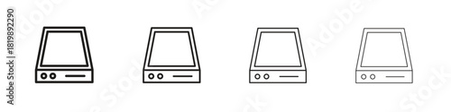 Hard Disk icon set. A collection of simple black thin strokes icons