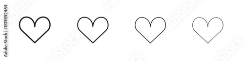 Heart icon set. A collection of simple black thin strokes icons