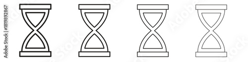 Hourglass icon set. A collection of simple black thin strokes icons