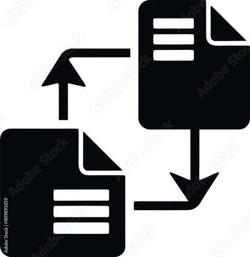 Digital File Transfer Icon for Data Exchange and Document Synchronization Process