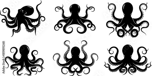 Octopus silhouette, Octopus vector, Octopus, Octopus silhouettes, Octopus clipart, Octopus icon