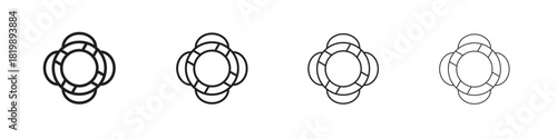 Life buoy icon set. A collection of simple black thin strokes icons