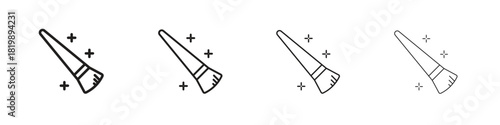 Makeup brush icon set. A collection of simple black thin strokes icons