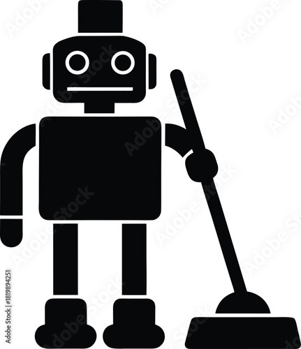 Robot cleaning service icon