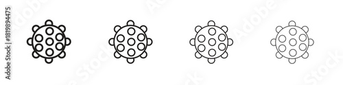 Massage ball icon set. A collection of simple black thin strokes icons