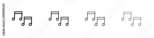 Music icon set. A collection of simple black thin strokes icons