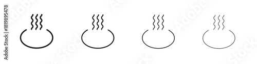 Onsen icon set. A collection of simple black thin strokes icons