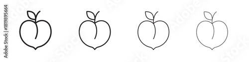 Peach icon set. A collection of simple black thin strokes icons