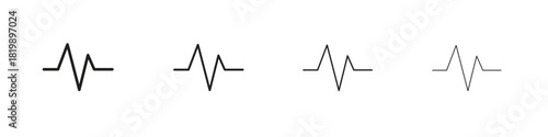 Pulse icon set. A collection of simple black thin strokes icons