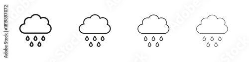 Rain icon set. A collection of simple black thin strokes icons