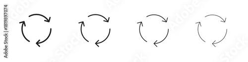 Recycle icon set. A collection of simple black thin strokes icons