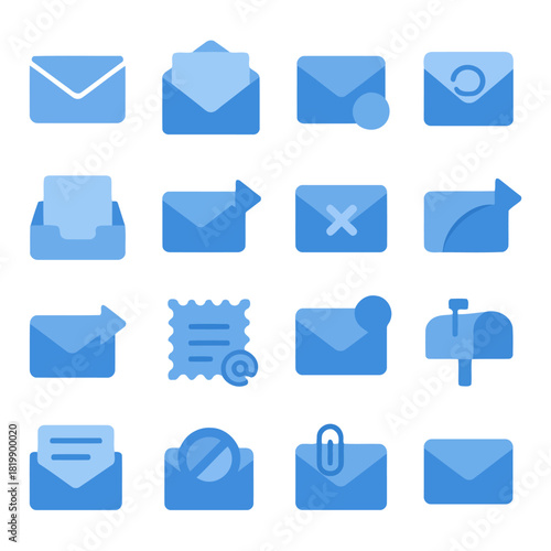 Email Icons: A collection of various email-related icons. Showcasing different symbols and designs