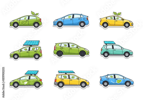 Eco-Friendly Cars A Cartoon Collection of Electric Vehicles