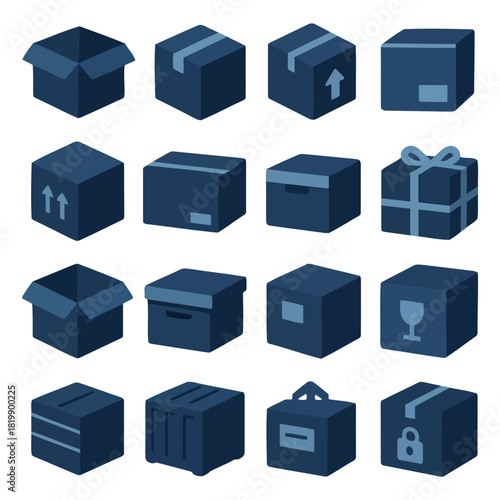 Box Variations: A collection of various boxed and packaging styles.