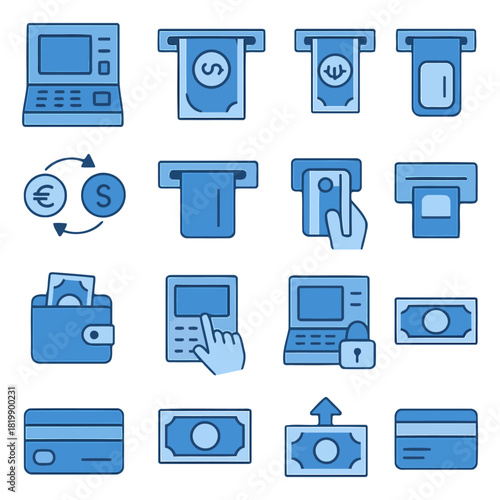 Financial Transaction Icons: A diverse collection of financial transaction icons, designed in a modern, user-friendly style, perfect for any banking-related project.