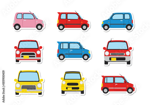 Collection of Colorful Subcompact Cars Illustration for Urban Transportation Design