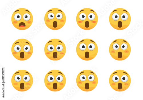 Surprised Emoji Faces Pattern Expressing Shock and Astonishment
