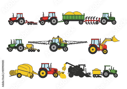 Collection of Farm Vehicles Tractors and Agricultural Equipment