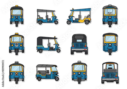 Illustrations of Tuk-Tuks Iconic Three-Wheeled Vehicles