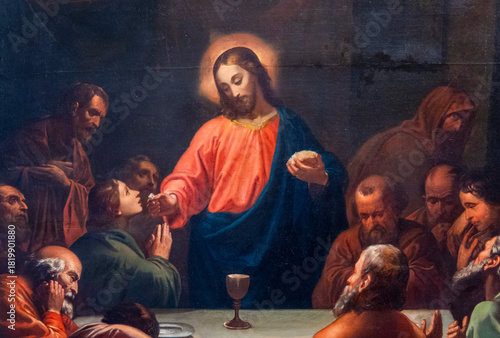 Wallpaper Mural Painting (19th century) of Last supper of Jesus Christ. Torontodigital.ca