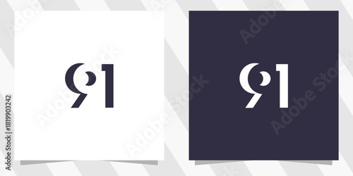 number 91 logo design vector