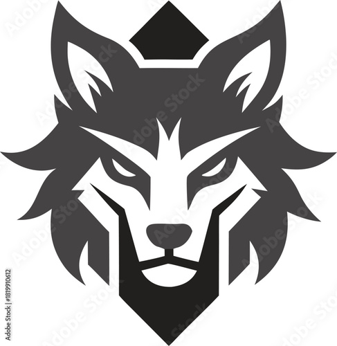 Stylized wolf head logo with sharp features on a clean background