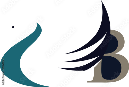 Elegant swan logo with letter b incorporated on a dark background