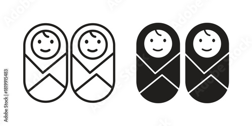 Twin icon concept outline symbol design. Simple element illustration.