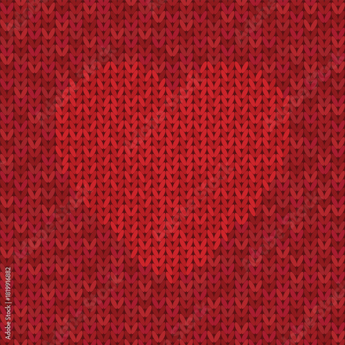 Abstract red wool knitted texture with heart shape seamless pattern background