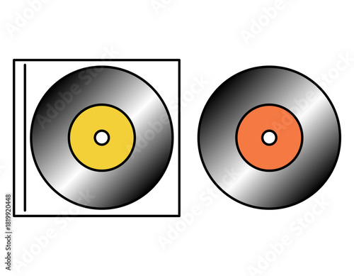 シンプルなCD・ディスク・レコードのアイコン素材　カットイラスト