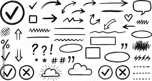 Festive Merry Christmas greeting card banner with a pattern of hand-drawn holiday doodles and celebration icons