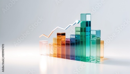 Vibrant bar graph depicting fluctuating sales trends with clean background and spacious layout