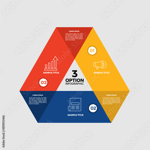 Vector triangle element for infographic set. infographic for presentation. Business concept with 3 options, parts, steps or processes. venn diagram 3 step.	