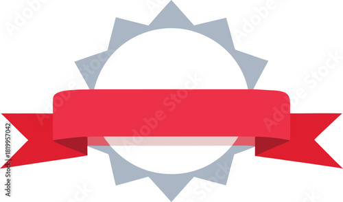Award ribbon with starburst badge empty graphic design element