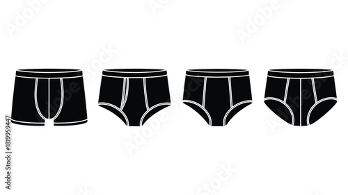 Four styles of black men s underwear silhouettes