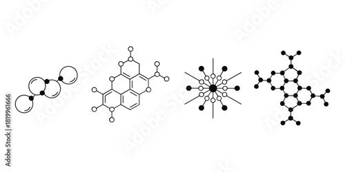 Diverse molecular structures and geometric patterns in scientific illustration