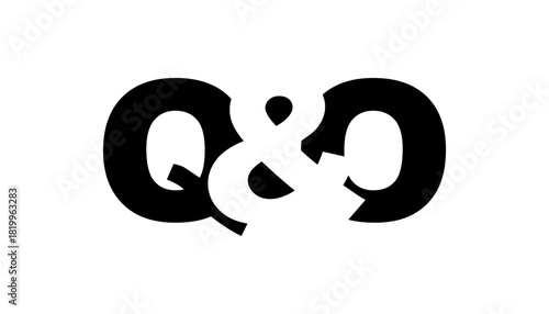 QO logo design in bold style. Black white identity symbol. Modern typography emblem. Corporate branding icon.