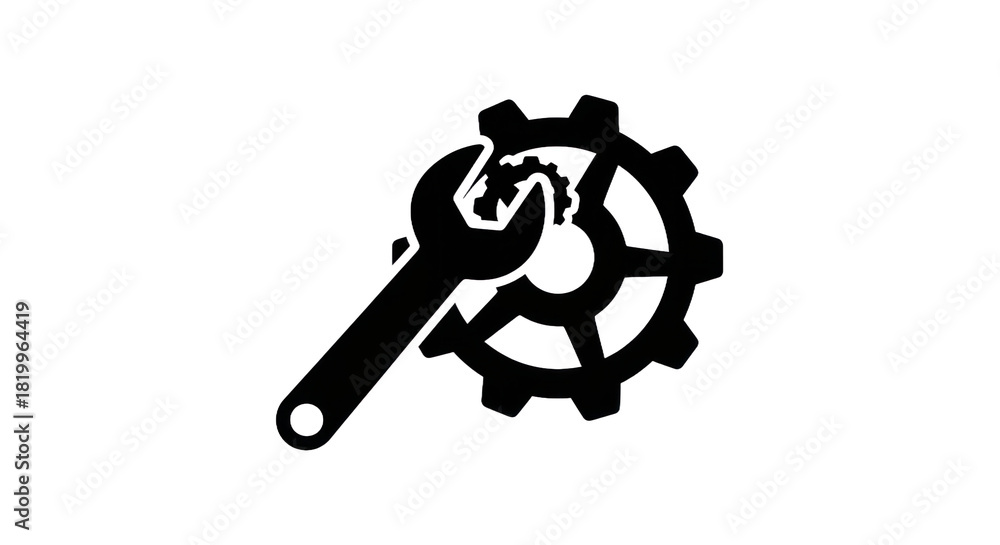 Obraz premium Gear and wrench vector illustration for technical or engineering concepts