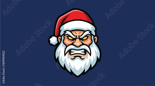 Angry Santa Claus head mascot logo design illustration.